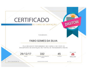 Certificado de digitação Digitow